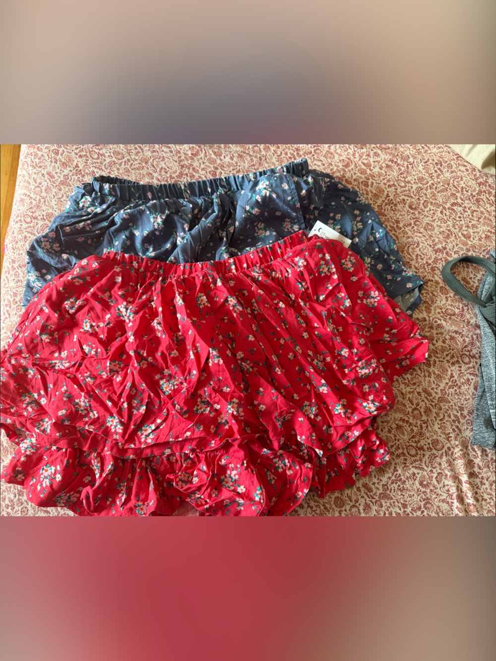 Old Navy Floral Mini Skirts - Red and Navy